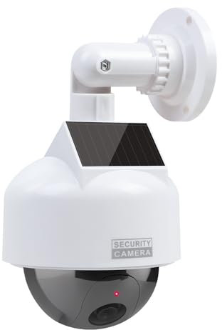 ERWEY Dummy Kamera Solar Kamera Attrappe Simulierte Dummy Speed Dome mit Objektiv Videoüberwachung Warensicherung Überwachungskamera Fake Camera für Innen- und Aussenbereich