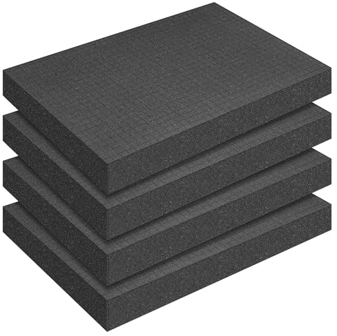 Pameil 4 Stück 400 x 300mm Schaumstoff Zuschnitt Rasterschaumstoff - Werkzeugkoffer Kamerakoffer Schaumstoff (4 Stück verpackt 40X30X5cm)