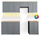 Vicco Küchenzeile Bergamo, Grau, 240 cm, AP Goldkraft mit LED-Leisten