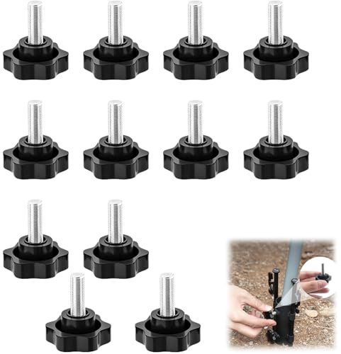 DAAIZIII Lot de 12 vis à poignée étoile M8 - Vis avec poignée M8 x 20 mm - Vis à tête étoile M8 - Pour machine-outil, machine, appareils de serrage, tour, instrument