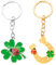 2pcs Porte-Clé de Trèfle Quatre Feuilles Sabot de Cheval Keychain Motif Porte Bonheur Fortune Cadeau de Nouvel An pour Amis Famille