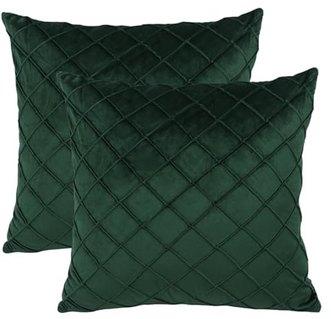 Betadistor Cushion Covers 45 x 45 cm Deep Green Decorative Throw Pillow Covers Pillowcases for Sofa Garden Outdoor Home Decor Set of 2, Deep Green, 522-0477