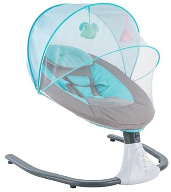 WooDerson Babywippe Elektrisch, Elektrische Babyschaukel Wiege mit Musik und mp3-Player für Babys bis zu 18 kg, 1-12Monate mit Fernbedienung, Bluetooth (Blau)