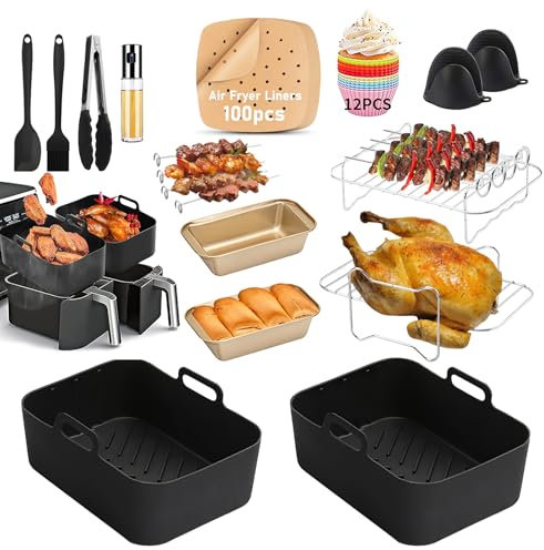 127 Stück Heißluftfritteuse Zubehör für Ninja AF300EU AF400EU AF500EU, Airfryer Silikonform für Ninja Foodi Max Dual Zone Heißluftfritteuse Airfryer Zubehör