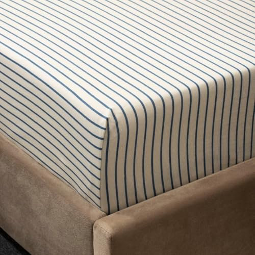 Homla RANDER - Biancheria da letto in jersey, 160 x 200 cm, a righe, in cotone, traspirante