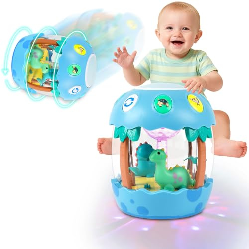 Baby Musical Toys for 1 Year Old, Dinosaur Eggs Projector Gift for Crawling | Light Up Toys with Music for 1 2 3 Year Old Boys Girls, Baby Toys 12-18 Months Learning Tummy Time(Blue)
