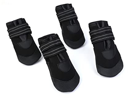 Toyvian 4stücke wasserdichte Hundeschuhe aus Stoff rutschfeste Stiefel für Hunde zum Spazierengehen Warme Hundeschuhe mit Reflektierenden Streifen Haustierzubehör für Winter
