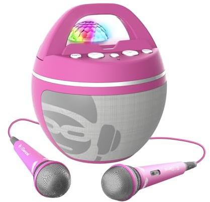 Cefa Toys - iDance Speaker Karaoke Party Ball - Color Rosa - Altavoz Karaoke Bluetooth con 2 Micrófonos Inalámbricos y Luces de Discoteca - 40W Portátil con Batería Recargable - Soporte para Móvil y T