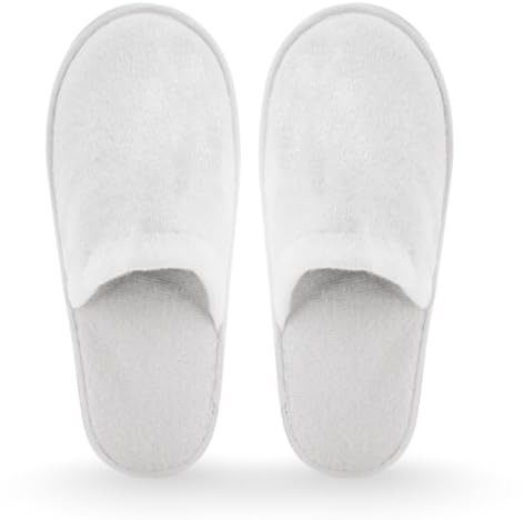 Confezione da 20 paia di pantofole da bagno bianche con suola antiscivolo – misto cotone e poliestere – coppia singola – pantofole usa e getta per hotel, spa, palestre e alloggi