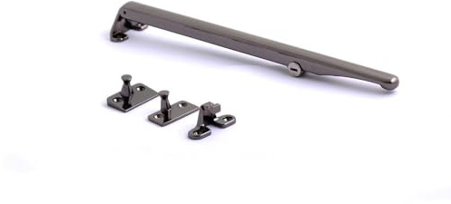 Ironmongery Solutions® Craftsman Locking Window Stay Bar for Secure Ventilation & Traditional Timber/uPVC Windows (Black)