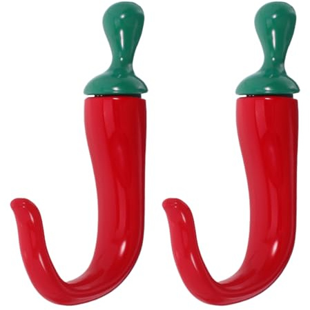 BESPORTBLE Chilli Pepper Wall Hooks 2 Piece Novelty Coat Hooks for Hanging | Chilli Pepper Hooks Add a Playful Decorative, Designed as Chilli Wall Hook Pieces for Easy, No Professional Tools Are