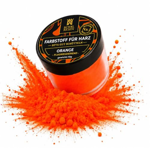 Royal Resin Farbe Fluoreszierender für Epoxidharz 10g Orange UV-Effekt | Hochkonzentriertes Epoxidharz Farbe, Intensiver UV-Effekt Resin Farben Für Gießanwendungen, Laminatschichten und River Table