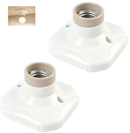 Douille Plafonnier E27 pour Ampoule LED Intérieure,Supports pour Éclairage Mur-Plafond,Résistante Haute Température,Base Plastique Ignifuge,Garage Atelier