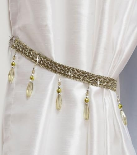 John Aird PAIR (x2) Crystal Beaded Curtain Tie Back (Lime)