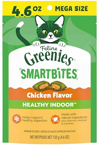 Greenies Feline Smartbites Healthy Indoor Natural Treats for Cats, Chicken Flavor, 4.6 Ounce (Pack of 1)