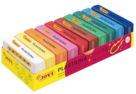 Jovi Plastilin, leicht formbare Modelliermasse für Kinder ab 2 Jahren, 10 Farben je 50g