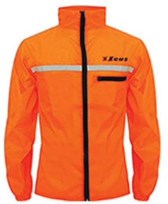 Zeus Herren Regenjacke K Way Wasserdicht Running Lange Ärmel Fußball Laufen Training Sport RAIN Jacket Runner M/L ORANGE Fluo (L)