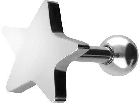 PIERCINGLINE Chirurgenstahl Ohrpiercing Stern Piercing Schmuck Ohr Stecker Helix Silberfarben