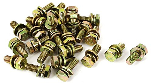 sourcing map 25 Stück Sechskantkopfschraube Sechskantschaft M6x16mm 8.8 Grad Gelb Verzinkt de