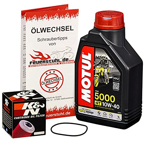 Motul 10W-40 Öl + K&N Ölfilter für Yamaha YZF-R 125 /WGP, 08-15, RE06 RE11 - Ölwechselset inkl. Motoröl, Filter, Dichtring