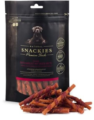 SNACKIES Feine Entenbrust mit roter Beete 80g Premium Snacks für Hunde, ohne Zusatz von Getreide, Zucker, Farb-, Aroma- und Konservierungsstoffe, schonend luftgetrocknete Leckerli