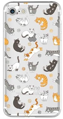 Blingy's for iPhone SE Case (3rd Gen) 2022/iPhone SE Case (2nd Gen) 2020/iPhone SE Case (4.7inch), Cute Cat Pattern Funny Cartoon Animal Style Transparent Soft TPU Protective Clear Case (Cats)