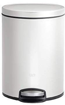EKO Eva Pedal Bathroom Bin 5 Litres, Rubbish Bin with Soft Close Lid, Removable Inner Bucket, Perfect for Bathroom, Bedroom & Home, White