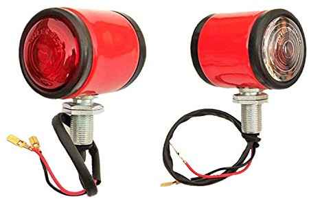 Bajato 2x Side Indicator Lamp Flasher Light Corner Lamp Red Butler Style Assembly with 12v Bulbs Suitable for Massey Ferguson Case IHC Nuffield Tractors