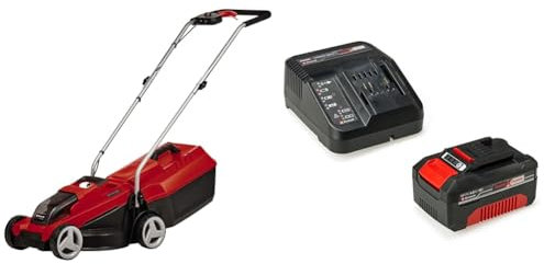 Einhell Akku-Rasenmäher GE-CM 18/32 Li Power X-Change (Li-Ion, 18 V, 32 cm Schnittbreite, Brushless Motor, 3-stufige axiale Schnitthöhenverstellung 30-70 mm, inkl. 4,0 Ah Akku und Ladegerät)