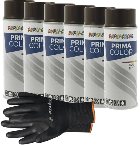 vasalat Dupli-Color Lackspray schokobraun glänzend RAL 8017 - Sprühlack für Metall, Kunststoff und Holz - wetterfeste Sprühfarbe für den Innen- und Außenbereich UV -beständig, 6 Stück