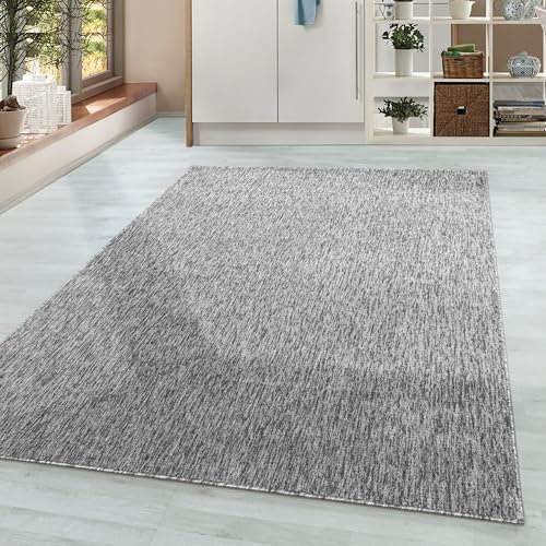 HomebyHome Teppich Wohnzimmer 60x100 cm Läufer Hellgrau Einfarbig Meliert Design - Schlafzimmer Teppich Kurzflor Extra Weich Pflegeleicht Teppiche für Küche Esszimmer - Carpet Living Room