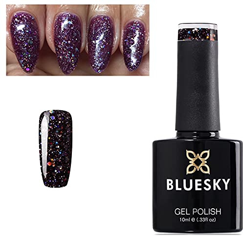 Bluesky Gel Polish GLITTER DIAMOND RANGE BLZ CHOOSE YOUR COLOR GLITTER GEL UV LED Soak Off 10ml (BLZ 32 Plum Burgundy Glitter)