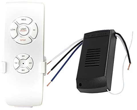 Universal Wireless Ceiling Fan Remote Control Kit, Wireless Timing Intelligent Remote Control, Adjust Wind Speeds Ceiling Fan Pendant Light Controller Switch for Light Hotel(Black+White/220 V)