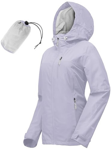 33,000ft Veste de pluie imperméable et pliable pour femme - Légère et respirante - Coupe-vent - Coupe-vent - Pour la course à pied, le golf, le cyclisme - Avec capuche, violet, 42