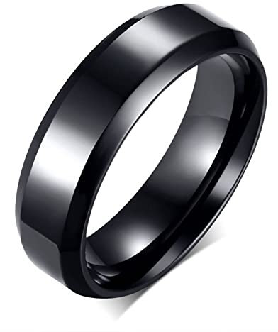 Musihy Modeschmuck Ringe, Eboy Rings Ring Edelstahl Einfacher Stil Ringband Schwarz Ringgröße 8