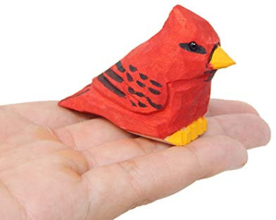 Kardinalholz rote Vogel Figur Miniatur Garten Statue Schnitzen Heimdekoration Skulptur Kleintiere