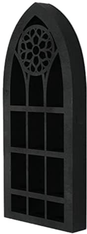 Reinscer Mensole sospese a parete, Vecchia finestra della chiesa, mensola da parete in , arazzo gotico bohémien, mensola nera per essenziali, facile installazione