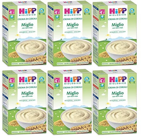 HiPP - Crema di Cereali Istantanea per Neonati, con Miglio 100% Biologico, Senza Glutine, 7 Confezioni da 200 gr, Crema di Miglio Neonato, Pappa Pronta Neonato