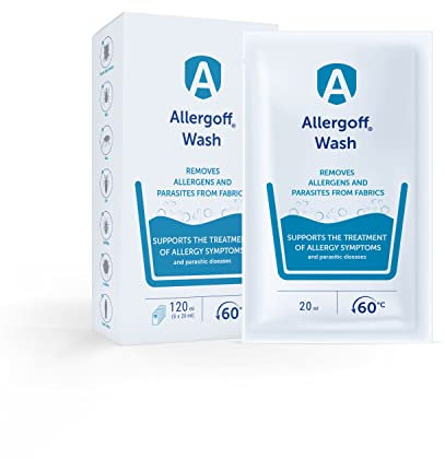 Allergoff Detergente para Ácaros, Pulgas, Piojos y Chinches - Aplicación Previo al Lavado - Complemento para Spray de Ácaros para Colchones (6 Gel de 20ml) (el empaque puede diferir)