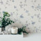A.S. Création Papel Pintado - Papel Floral con Diseño de Flores en Crema, Gris y Azul - Papel de Pared para Diferentes Espacios - Papel Pintado de 10,05 m x 0,53 m