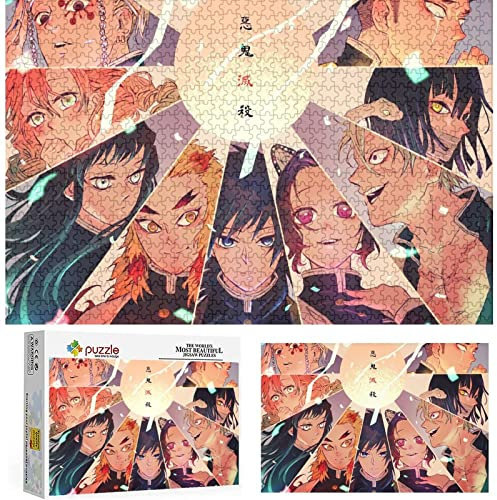 Papp Puzzle 1000 Teile Anime Demon Slayer Poster Erwachsene Kinder Spielzeug Dekompressionsspiel,Papppuzzle(38x26cm)