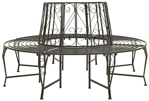 JUNZAI Garten-Baumbank, Gartenbänke, Sitzbank Outdoor, Parkbank, Garten Bank Für Draussen, Outdoor Deko Wetterfest, 160 cm Stahl