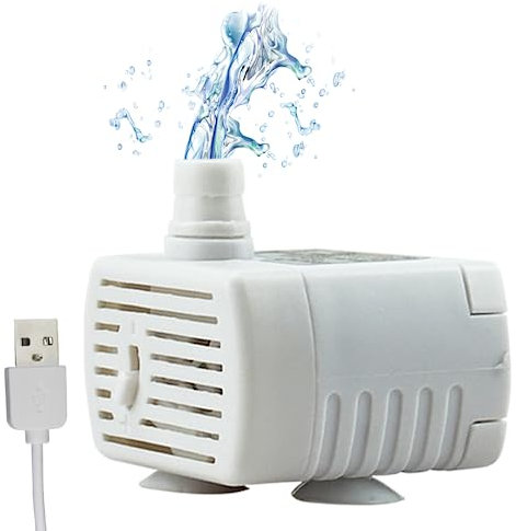 BEE&FLOWER Cat Fountain Water Pump, Mini Submersible Water Pump with USB Port and LED Indicator, Small Replacement Pump Ultra Quiet for Aquarium Pet Water Fountains Waterproof