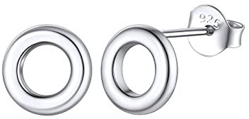 FOCALOOK Herren Ohrringe Ohrstecker Silber 925 Damen Ohrringe Kreis Silver Earrings Piercing Ohr Medizinische Ohrstecker Earrings Accessoire Ohrschmuck