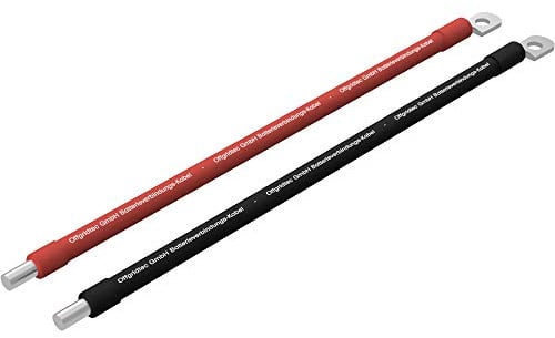 Offgridtec 2m Batteriekabel 50mm² M8 Öse zu Schraubklemme, flammwidrig | Öl-, Kälte- & UV-beständig, für Geräte mit M8-Schraubterminal, Laderegler, Wechselrichter & Batterieladegeräte (rot/schwarz)