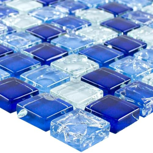 Glasmosaik Fliesen Overland Blau Weiß