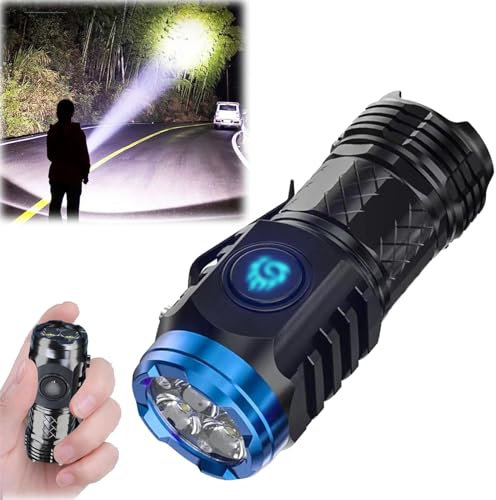 Hehimin Mini linterna monstruo de tres ojos, linterna LED portátil ultra brillante, mini linterna súper brillante, linterna portátil, linterna de bolsillo impermeable para exteriores (negro)