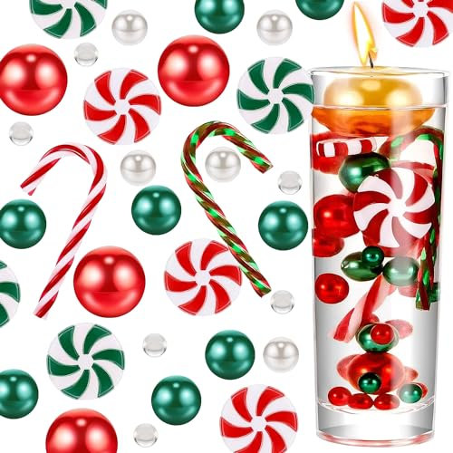 YumSur 7065 Pcs Christmas Vase Filler Pearls for Vases, Christmas Vase Filler Beads Pearls & Candy Beads for Christmas Home Table Party Decor