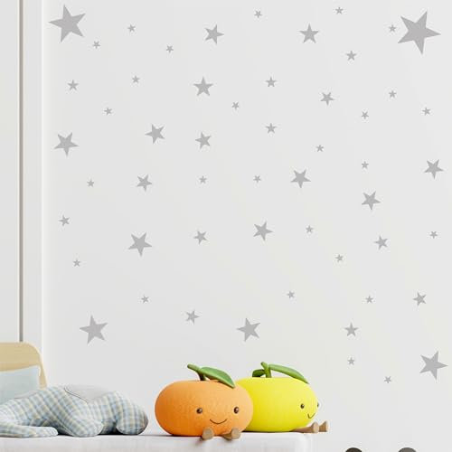 Vinilo Decorativo Pared Infantil Estrellas Vinilo Adhesivo Vinilo Decorativo Cristales Muebles Cocina Salón Dormitorio Comedor Pegatina Ventana Vinilo Habitación Espejo (20x30, PLATA (54 UNIDADES))