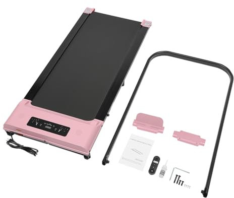 Laufband Elektrisch, Laufband für Zuhause Klappbar 6 km/h LED Display Fitnessgerät Klappbar Walkingpad 100 kg, in Häusern, Fitness-Studios, Büros(Rosa)